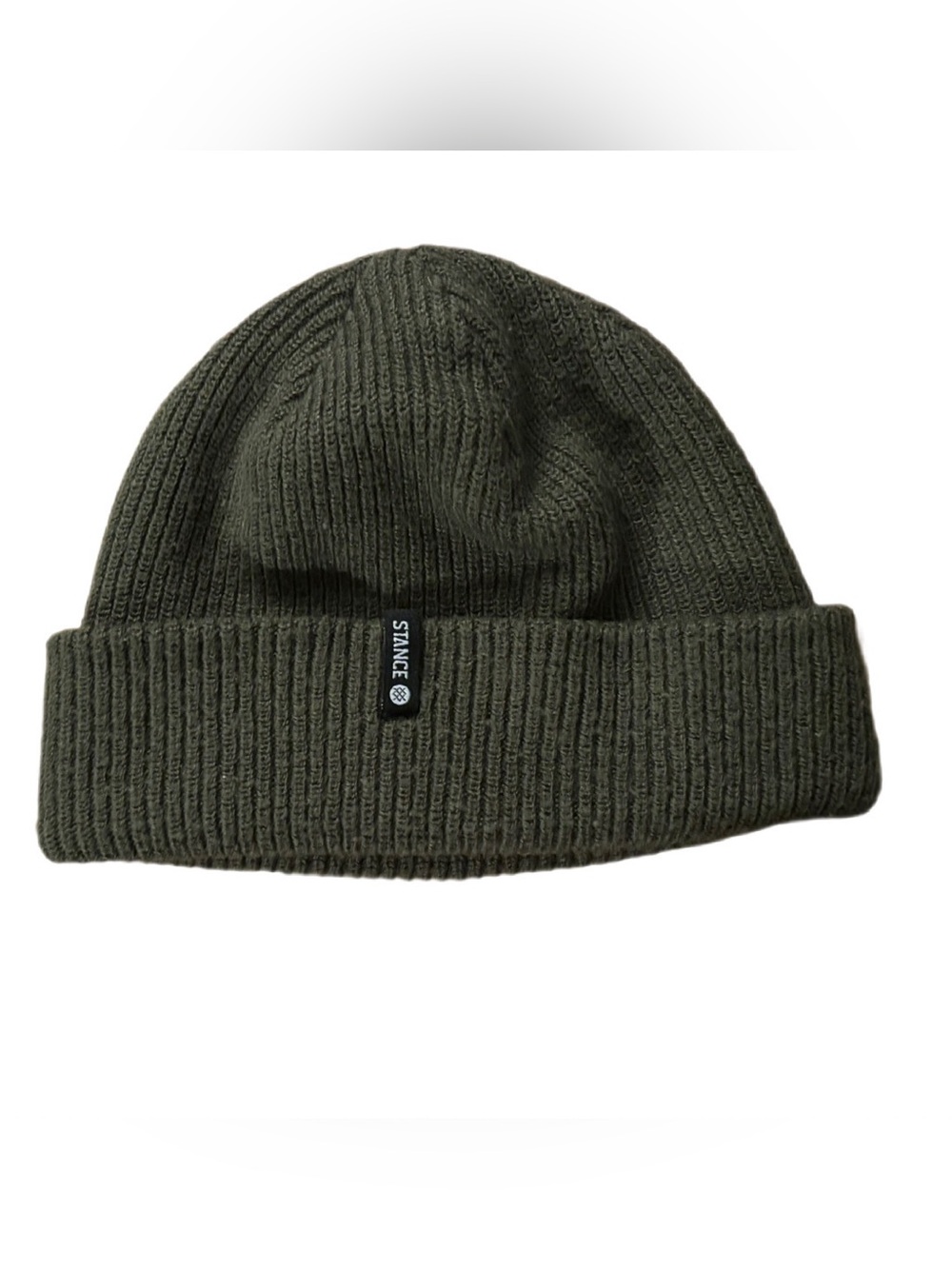 Stance Icon 2 Shallow Beanie Hat Olive Dark Green Knit Cuffed Fisherman Skater
